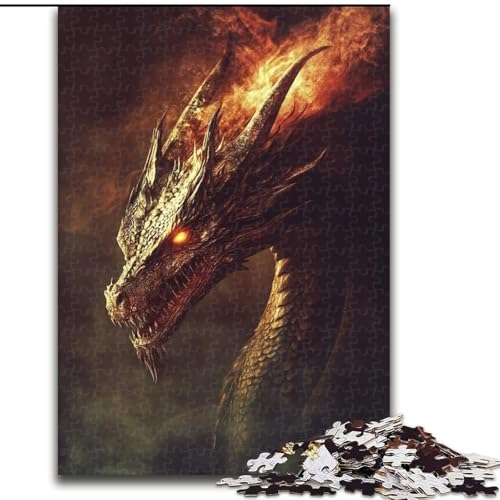 Puzzle für Teenager, 1000 Teile, Fantasy-Drache, Lernspiel, Herausforderungsspielzeug, verbessert das Gedächtnis für 14-Jährige (Größe 26x38cm) von NBDSOYEWO