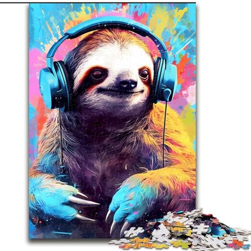 Puzzle für Teenager, 1000 Teile, Faultier, bunt, Stressabbau-Spielzeug, einzigartige Geburtstags- und Geschenkideen für Kinder ab 14 Jahren (Größe 26x38cm) von NBDSOYEWO
