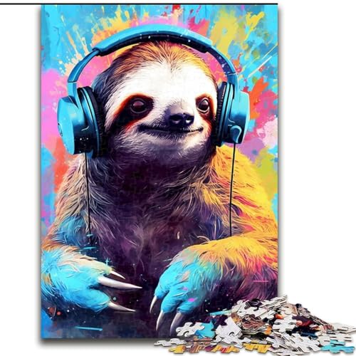 Puzzle für Teenager, 1000 Teile, Faultier, bunt, dekomprimierendes intellektuelles Lernspielzeug, Geburtstagsgeschenk, Geschenke, Wandkunst (Größe 50x75cm) von NBDSOYEWO