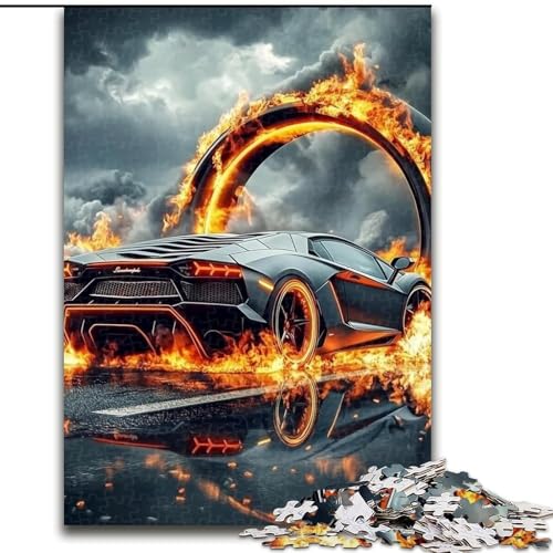 Puzzle für Teenager, 1000 Teile, Flammen-Sportwagen, für Lernspiele, Herausforderungsspielzeug, verbessert das Gedächtnis für 14-Jährige (Größe 26x38cm) von NBDSOYEWO