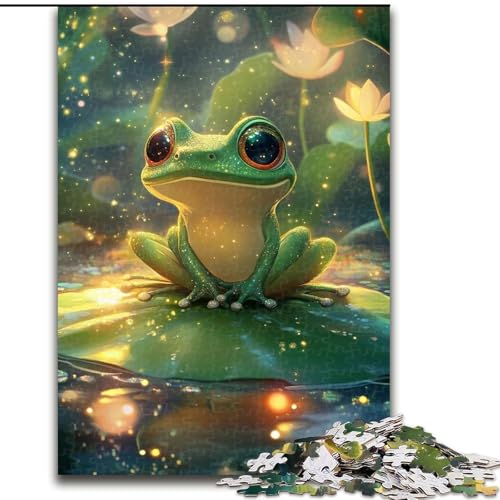 Puzzle für Teenager, 1000 Teile, Frosch auf Lotusblatt, Stressabbau-Spielzeug, einzigartige Geburtstags- und Geschenkideen für Kinder ab 14 Jahren (Größe 26x38cm) von NBDSOYEWO