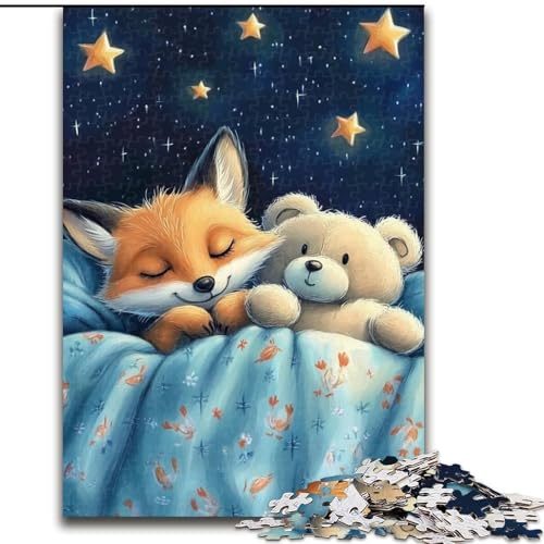Puzzle für Teenager, 1000 Teile, Fuchs und Teddy, für Kinder ab 14 Jahren Jedes Teil ist einzigartig – lustiges und herausforderndes Spiel für die ganze Familie Tolles Geschenk (Größe 26x38cm) von NBDSOYEWO