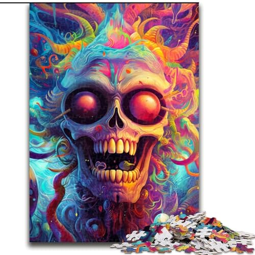 Puzzle für Teenager, 1000 Teile, Funky Skull, Familienunterhaltungsspielzeug, ganze Familie, für Kinder ab 14 Jahren (Größe 26x38cm) von NBDSOYEWO