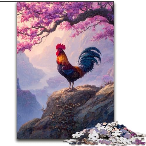 Puzzle für Teenager, 1000 Teile, Hahn Sakura, Elefantenspielzeug, Denkspiel, Geburtstagsgeschenk, Geschenke, Wandkunst für Kinder ab 14 Jahren (Größe 26x38cm) von NBDSOYEWO