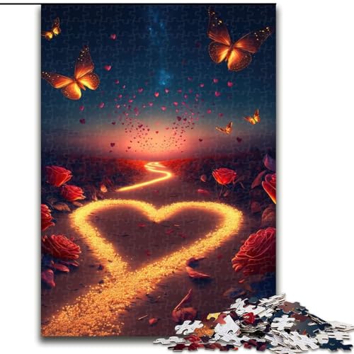 Puzzle für Teenager, 1000 Teile, Herz am Strand, Familienunterhaltungsspielzeug, ganze Familie, ab 14 Jahren (Größe 26x38cm) von NBDSOYEWO