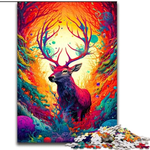 Puzzle für Teenager, 1000 Teile, Hirsch, für Lernspiele, Herausforderungsspielzeug, zur Verbesserung des Gedächtnisses für 14-Jährige (Größe 26x38cm) von NBDSOYEWO