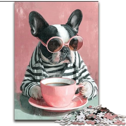 Puzzle für Teenager, 1000 Teile, Hund trinkt Kaffee, Elefantenspielzeug, Denkspiel, Geburtstagsgeschenk, Geschenke, Wandkunst für Kinder ab 14 Jahren (Größe 26x38cm) von NBDSOYEWO