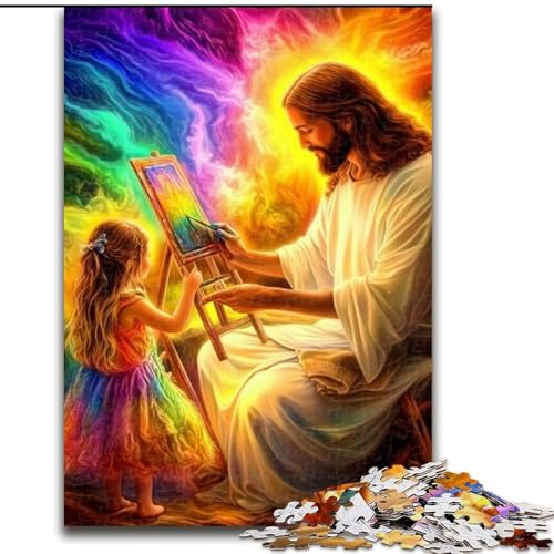 Puzzle für Teenager, 1000 Teile, Jesus und das kleine Mädchen, Elefantenspielzeug, Denkspiel, Geburtstagsgeschenk, Geschenke, Wandkunst, für Kinder ab 14 Jahren (Größe 50x75cm) von NBDSOYEWO
