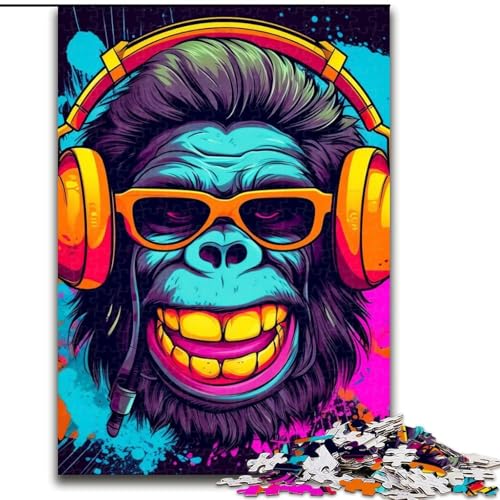 Puzzle für Teenager, 1000 Teile, Monkey DJ Music, für Lernspiele, Herausforderungsspielzeug, zur Verbesserung des Gedächtnisses für 14-Jährige (Größe 26x38cm) von NBDSOYEWO