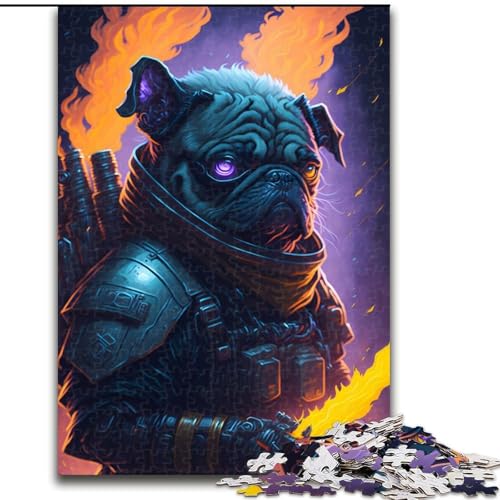 Puzzle für Teenager, 1000 Teile, Mops, feurige Rebellion, Familienunterhaltungsspielzeug, ganze Familie, ab 14 Jahren (Größe 26x38cm) von NBDSOYEWO