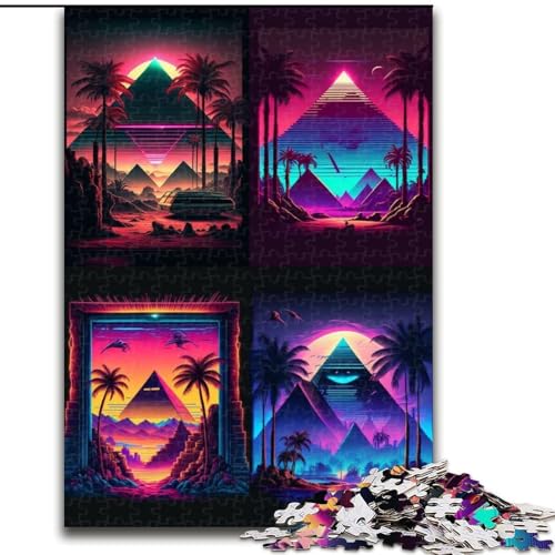 Puzzle für Teenager, 1000 Teile, Neonpyramide, Stressabbau-Spielzeug, einzigartige Geburtstags- und Geschenkideen für Kinder ab 14 Jahren (Größe 50x75cm) von NBDSOYEWO