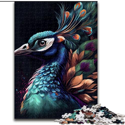 Puzzle für Teenager, 1000 Teile, Pfau, bunt, Lernspielzeug für Teenager, ganze Familie ab 14 Jahren (Größe 50x75cm) von NBDSOYEWO
