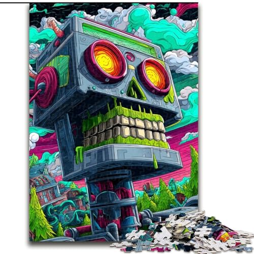 Puzzle für Teenager, 1000 Teile, Psychedelischer Totenkopf, Stressabbau-Spielzeug, einzigartige Geburtstags- und Geschenkideen für Kinder ab 14 Jahren (Größe 50x75cm) von NBDSOYEWO