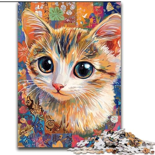 Puzzle für Teenager, 1000 Teile, Puzzle-Kunst, Katze, lehrreich, ganze Familie (Größe 50x75cm) von NBDSOYEWO