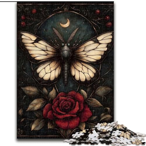 Puzzle für Teenager, 1000 Teile, Schwarzer Schmetterling, Lernspiel, Herausforderungsspielzeug, Gedächtnistraining, für 14-Jährige (Größe 26x38cm) von NBDSOYEWO