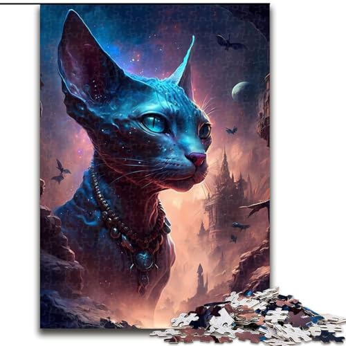 Puzzle für Teenager, 1000 Teile, Sphynx-Katze, Stressabbau-Spielzeug, einzigartige Geburtstags- und Geschenkideen für Kinder ab 14 Jahren (Größe 26x38cm) von NBDSOYEWO