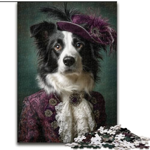 Puzzle für Teenager, 1000 Teile, Tier-Border-Collie, Familienunterhaltungsspielzeug, ganze Familie, ab 14 Jahren (Größe 26x38cm) von NBDSOYEWO