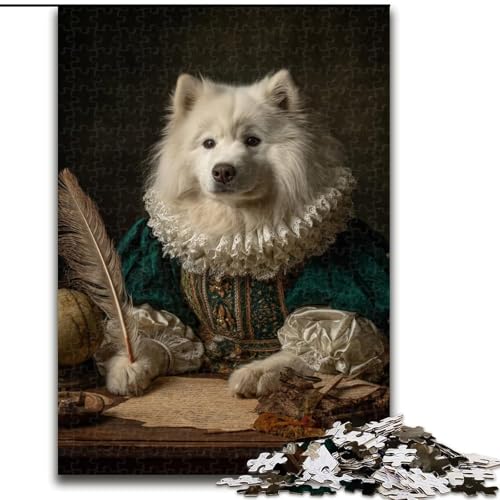 Puzzle für Teenager, 1000 Teile, Tier-Samojede, Familienunterhaltungsspielzeug, ganze Familie, ab 14 Jahren (Größe 26x38cm) von NBDSOYEWO