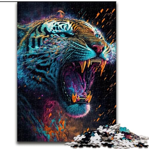 Puzzle für Teenager, 1000 Teile, Tiger, helles Brüllen, Elefantenspielzeug, intellektuelles Spiel, Geburtstagsgeschenk, Geschenke, Wandkunst für Kinder ab 14 Jahren (Größe 26x38cm) von NBDSOYEWO