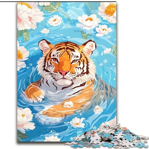 Puzzle für Teenager, 1000 Teile, Tiger ist in der Badewanne, Familienunterhaltungsspielzeug, ganze Familie, für Kinder ab 14 Jahren (Größe 26x38cm) von NBDSOYEWO