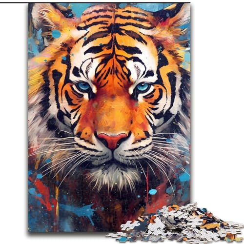 Puzzle für Teenager, 1000 Teile, Tigertiere, Familienunterhaltungsspielzeug, ganze Familie, ab 14 Jahren (Größe 26x38cm) von NBDSOYEWO