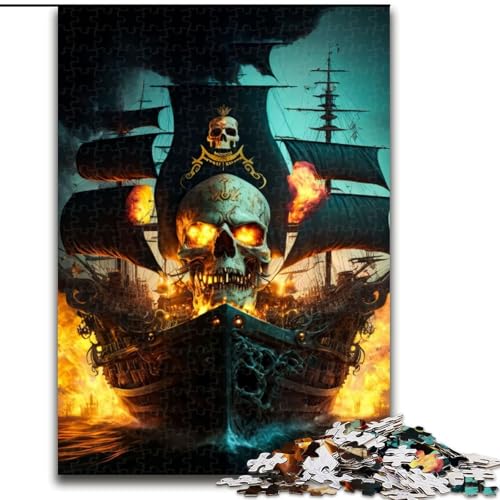 Puzzle für Teenager, 1000 Teile, Totenkopf-Piratenschiff, Stressabbau-Spielzeug, einzigartige Geburtstags- und Geschenkideen für Kinder ab 14 Jahren (Größe 50x75cm) von NBDSOYEWO