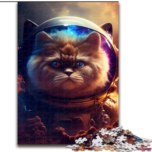 Puzzle für Teenager, 1000 Teile, Weltraum-Perserkatze, Lernspiel, Herausforderungsspielzeug, verbessert das Gedächtnis, für 14-Jährige (Größe 50x75cm) von NBDSOYEWO