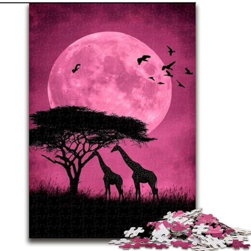 Puzzle für Teenager, 1000 Teile, afrikanische Giraffe, Lernspiel, Herausforderungsspielzeug, verbessert das Gedächtnis für 14-Jährige (Größe 26x38cm) von NBDSOYEWO