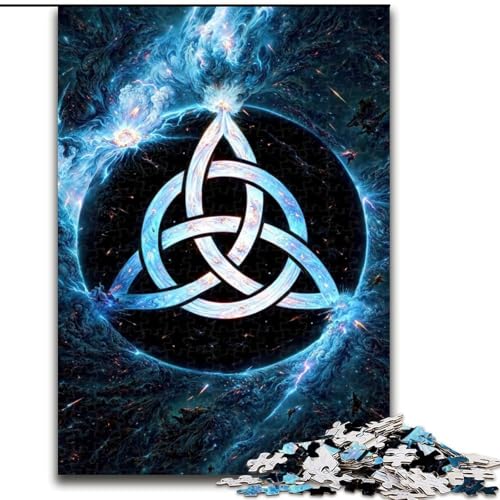 Puzzle für Teenager, 1000 Teile, blaues Keltisches Logo, für Lernspiele, Herausforderungsspielzeug, verbessert das Gedächtnis für 14-Jährige (Größe 50x75cm) von NBDSOYEWO