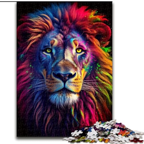 Puzzle für Teenager, 1000 Teile, buntes Löwentier, für Lernspiele, Herausforderungsspielzeug, verbessert das Gedächtnis für 14-Jährige (Größe 26x38cm) von NBDSOYEWO