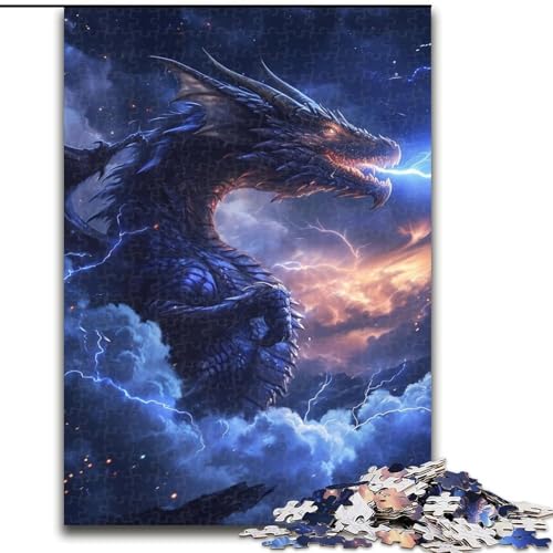 Puzzle für Teenager, 1000 Teile, geheimnisvoller Drache, für Lernspiele, Herausforderungsspielzeug, verbessert das Gedächtnis für 14-Jährige (Größe 26x38cm) von NBDSOYEWO