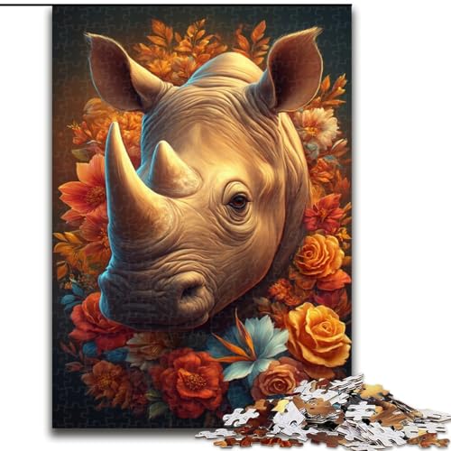 Puzzle für Teenager, 1000 Teile, geheimnisvolles Nashorn, dekomprimierendes intellektuelles Lernspielzeug, Geburtstagsgeschenk, Geschenke, Wandkunst (Größe 50x75cm) von NBDSOYEWO