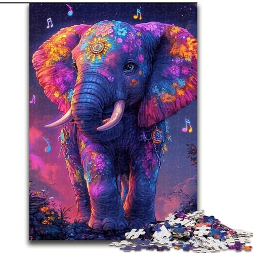 Puzzle für Teenager, 1000 Teile, kosmischer Elefant, für Lernspiele, Herausforderungsspielzeug, verbessert das Gedächtnis für 14-Jährige (Größe 26x38cm) von NBDSOYEWO