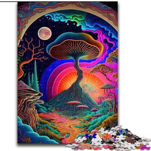 Puzzle für Teenager, 1000 Teile, psychedelisch, für Lernspiele, Herausforderungsspielzeug, verbessert das Gedächtnis für 14-Jährige (Größe 50x75cm) von NBDSOYEWO