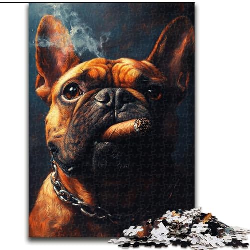 Puzzle für Teenager, 1000 Teile, rauchende Bulldogge, Elefantenspielzeug, Denkspiel, Geburtstagsgeschenk, Geschenke, Wandkunst für Kinder ab 14 Jahren (Größe 50x75cm) von NBDSOYEWO