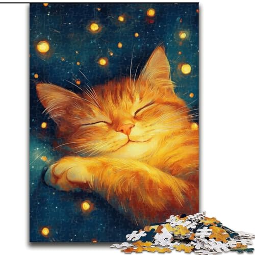 Puzzle für Teenager, 1000 Teile, schlafende Katze, Stressabbau-Spielzeug, einzigartige Geburtstags- und Geschenkideen für Kinder ab 14 Jahren (Größe 50x75cm) von NBDSOYEWO