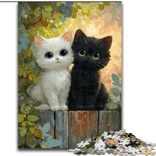 Puzzle für Teenager, 1000 Teile, schwarz-weiße Katze, für Kinder ab 14 Jahren Jedes Teil ist einzigartig – lustiges und herausforderndes Spiel für die ganze Familie Tolles Geschenk (Größe 26x38cm) von NBDSOYEWO