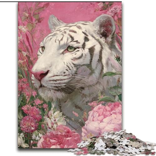 Puzzle für Teenager, 1000 Teile, weißer Tiger, für Kinder ab 14 Jahren, jedes Teil ist einzigartig – lustiges und herausforderndes Spiel für die ganze Familie, tolles Geschenk (Größe 26x38cm) von NBDSOYEWO