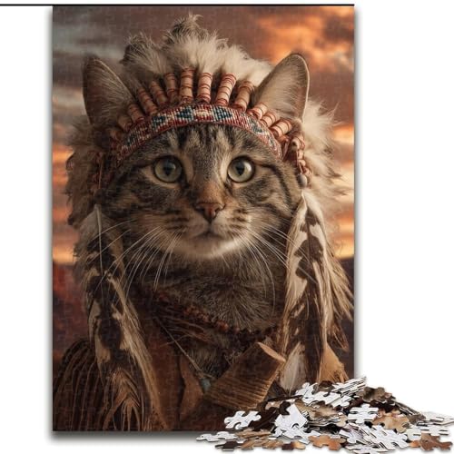 Puzzle für Teenager, 1000 Teile Puzzle, Indianerkatze, Lernspielzeug für Teenager, ganze Familie ab 14 Jahren (Größe 26x38cm) von NBDSOYEWO