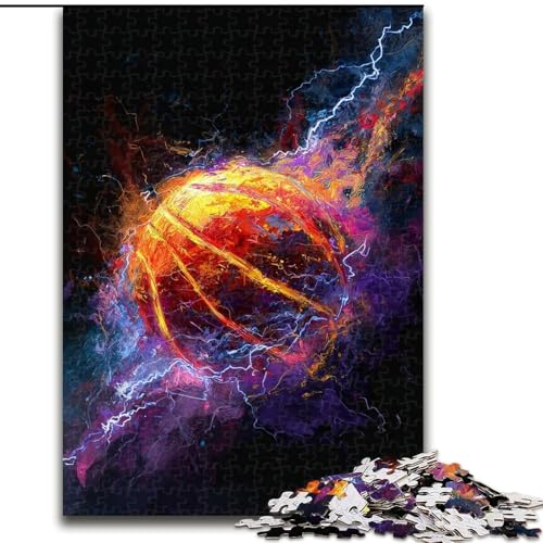 Puzzle für Teenager, Flammen-Basketball, Lernspiele, Heimdekoration, ganze Familie (Größe 26x38cm) von NBDSOYEWO