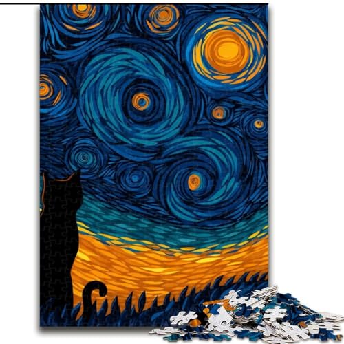 Puzzle für Teenager, Kunst, Schwarze Katze, Lernspiele, Heimdekoration, ganze Familie (Größe 50x75cm) von NBDSOYEWO