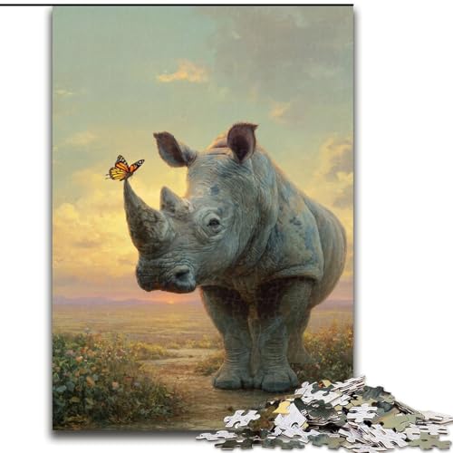 Puzzle für Teenager, Nashorn und Vogel, Lernspiele, Heimdekoration, ganze Familie (Größe 50x75cm) von NBDSOYEWO