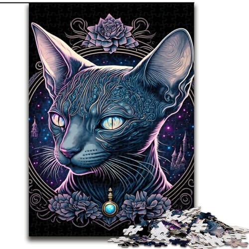 Puzzle für Teenager, Schwarzlichtkatze, Lernspiele, Heimdekoration, ganze Familie (Größe 26x38cm) von NBDSOYEWO