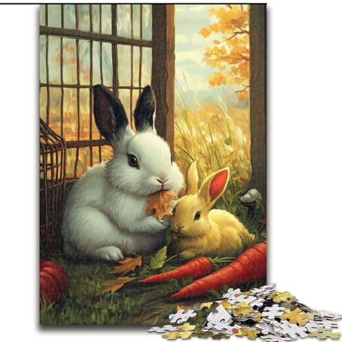 Puzzle für Teenager, Tierkaninchen, Lernspiele, Heimdekoration, ganze Familie (Größe 50x75cm) von NBDSOYEWO