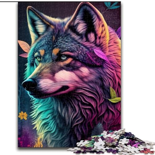 Puzzle für Teenager, Wolf, Pop-Art-Tier, Lernspiele, Heimdekoration, ganze Familie (Größe 50x75cm) von NBDSOYEWO