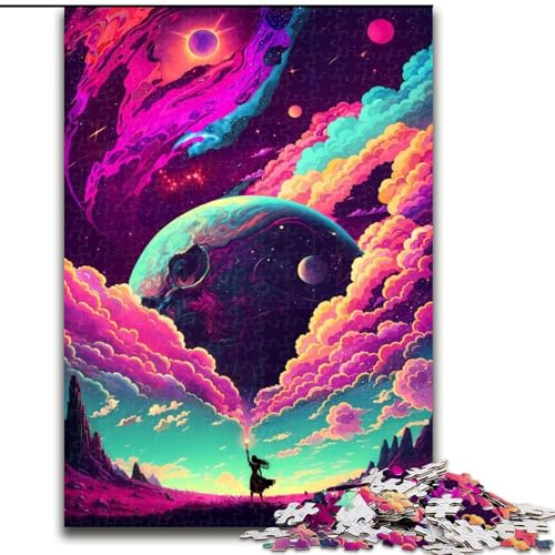 Puzzle für Teenager, farbenfrohe Kosmos-Galaxie, Lernspiele, Heimdekoration, ganze Familie (Größe 26x38cm) von NBDSOYEWO
