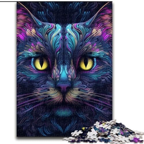 Puzzle für Teenager, geheimnisvolle Katze, Lernspiele, Heimdekoration, ganze Familie (Größe 26x38cm) von NBDSOYEWO