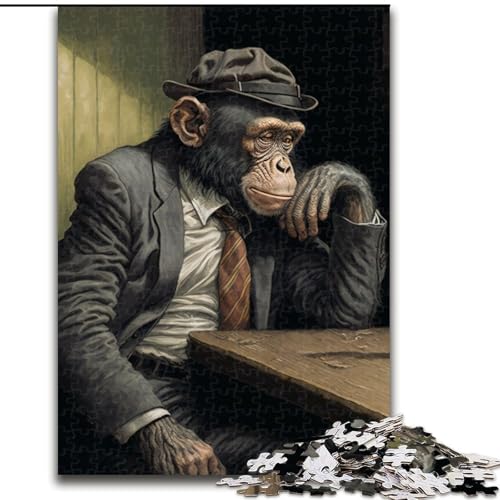 Puzzle für Teenager, trinkender Schimpanse, Lernspiele, Heimdekoration, ganze Familie (Größe 26x38cm) von NBDSOYEWO