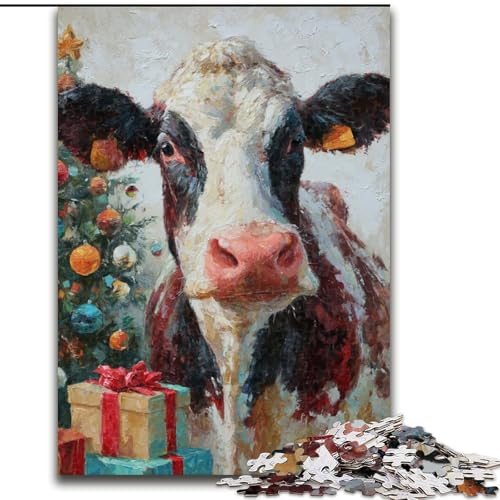 Puzzle für Teenager,1000 Teile,Weihnachtsmannmütze,Kuh,für Kinder ab 14 Jahren,jedes Teil ist einzigartig – lustiges und herausforderndes Spiel für die ganze Familie,tolles Geschenk (Größe 50x75cm) Puzzle für Teenager,1000 Teile,Weihnachtsmannmütze,Kuh,für Kinder ab 14 Jahren,jedes Teil ist einzigartig – lustiges und herausforderndes Spiel für die ganze Familie,tolles Geschenk (Größe 50x75cm) von NBDSOYEWO