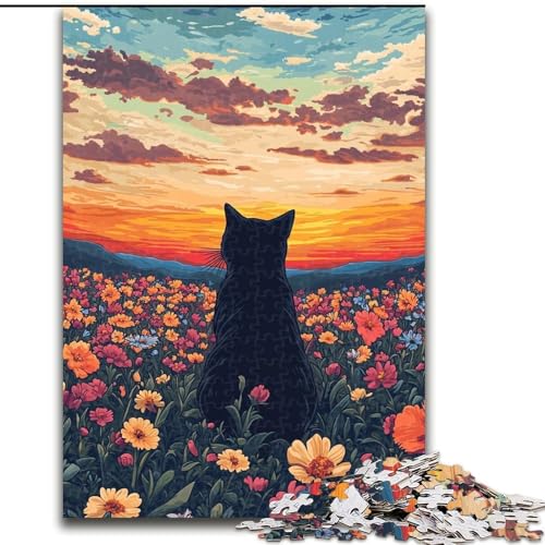 Puzzle für Teenager Wildblumen von der Katze, Lernspiele, Heimdekoration, ganze Familie (Größe 26x38cm) von NBDSOYEWO